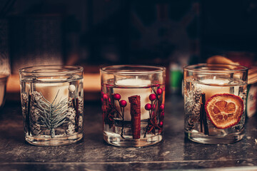 Christmas Gel candles Orange, Pine Tree, Cranberry, Cinnamon