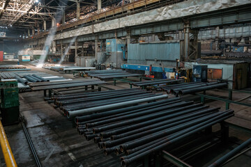 New cast iron pipes for pipeline construction in warehouse