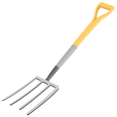 
Three cornered tool with wooden handle for grip notion garden fork icon 
