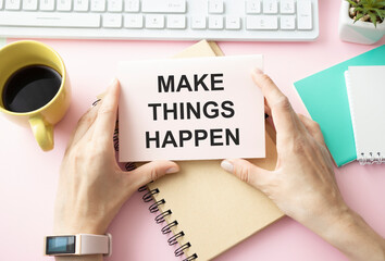 Make Things Happen card isolated on white background