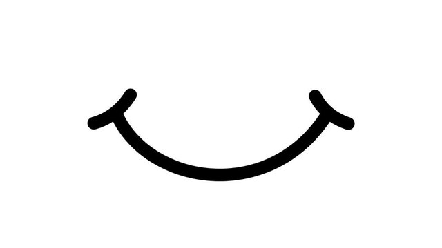 Cartoon mouth smile drawing with dark line.