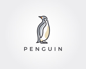 minimal penguin logo template - vector illustration