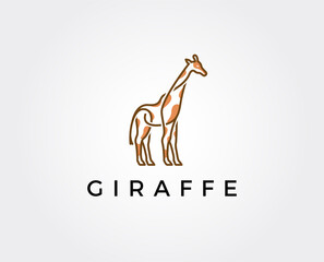 minimal giraffe logo template - vector illustration - obrazy, fototapety, plakaty