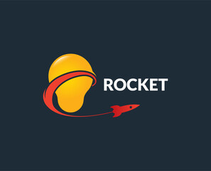 minimal rocket logo template - vector illustration