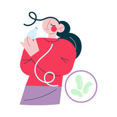 Healthy positive woman drinking probiotics for healthy microflora in stomach
