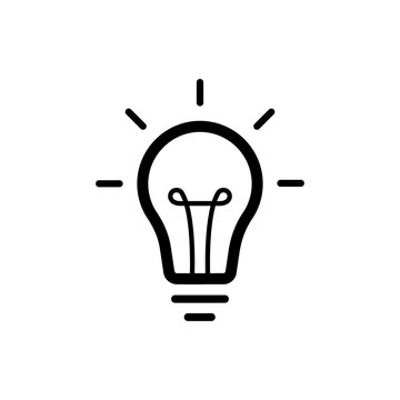Idea label design with light bulb and rays. Logo design. Vector illustration