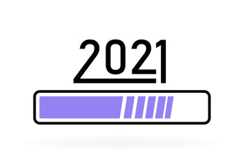 2021 New Year loading concept with loading bar. Template for greeting card artwork and brochure template. Vector illustration