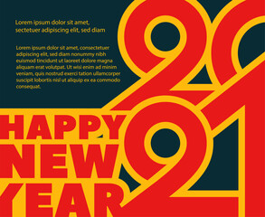 Retro Happy New Year 2021 concept for card, banner, cover, poster