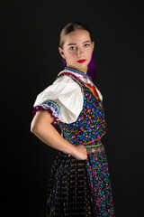 Slovak folklore. Beautiful folk girl. 