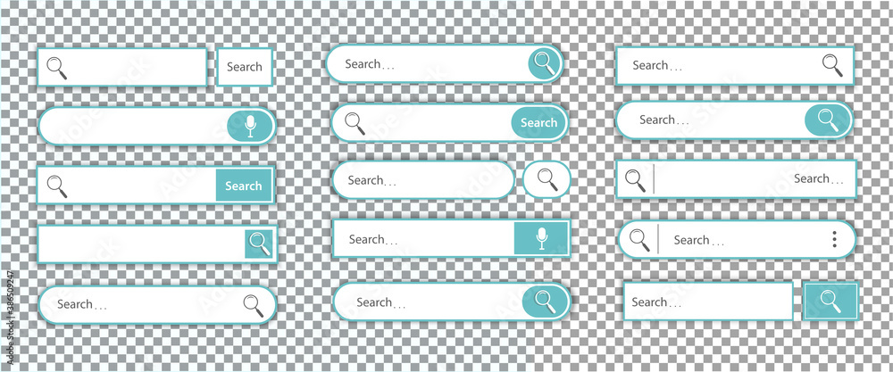 Aufkleber set from www search bar .. magnifier icon for interface, website, application. isolated on a transpa