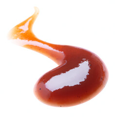 Smear of barbecue sauce or ketchup isolated on white background, close up.