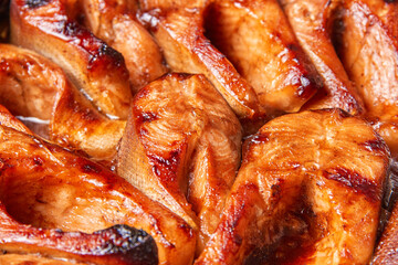 baked red fish in a marinade of teriyaki sauce