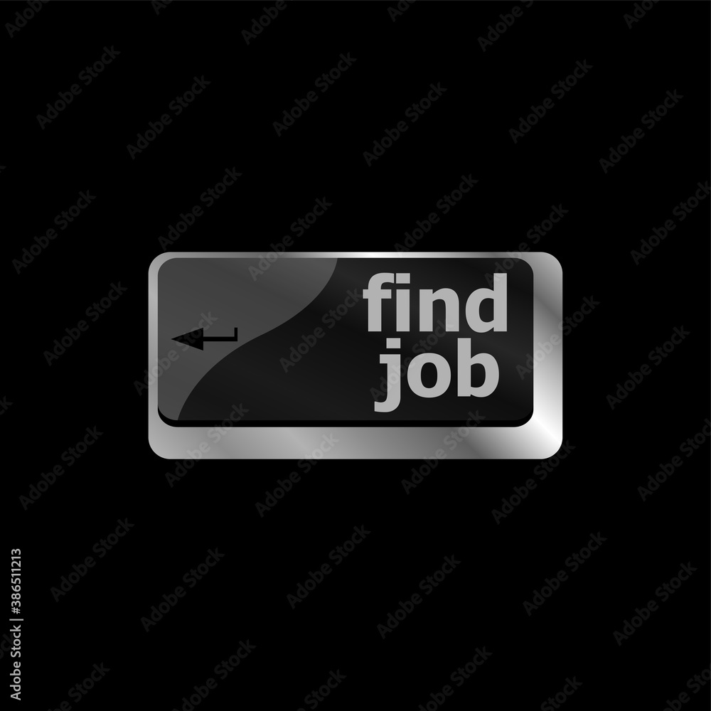 Poster searching for job on the internet. jobs button on computer keyboard