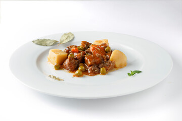 beef stew with potato and vegetables with sauce