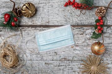 Rustic christmas decoration with mask