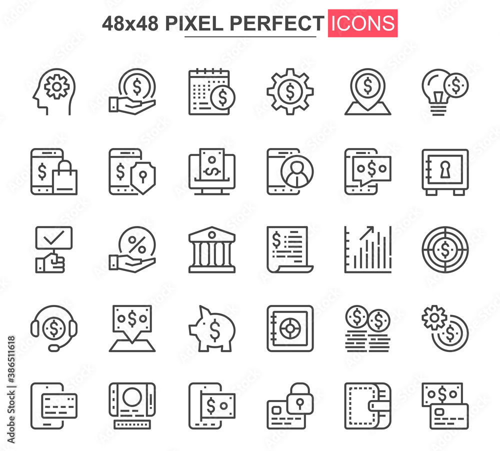 Fototapete online banking thin line icon set. credit card payment outline pictograms for website and mobile app