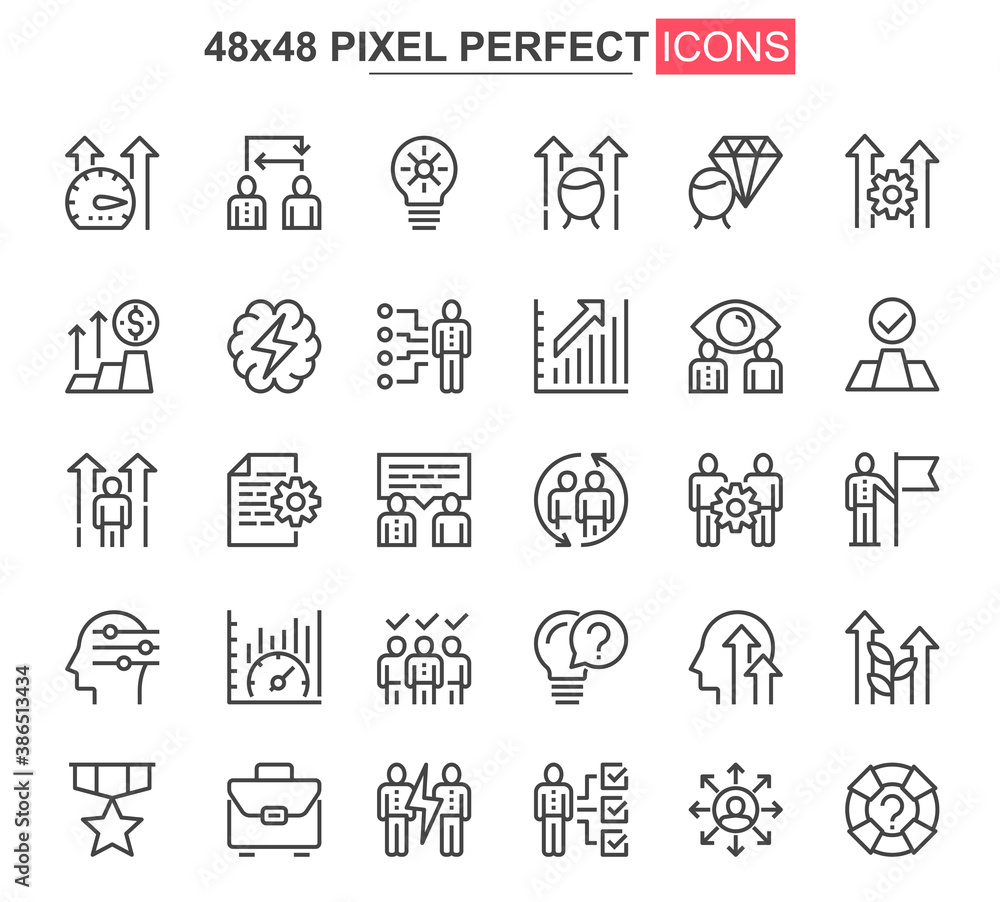 Poster teamwork thin line icons set. corporate partnership and business team collaboration unique design ic