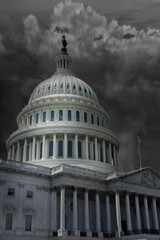 Fototapeta premium The Capitol building in Washington DC with dark storm clouds