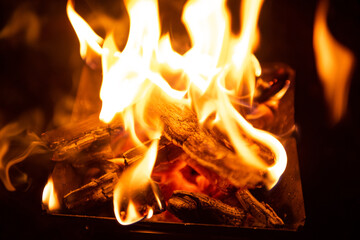 キャンプ　焚き火