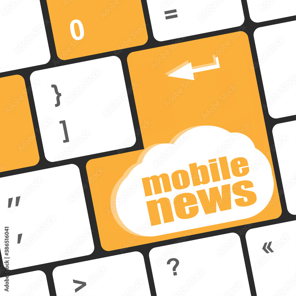 Poster mobile news word on computer keyboard button