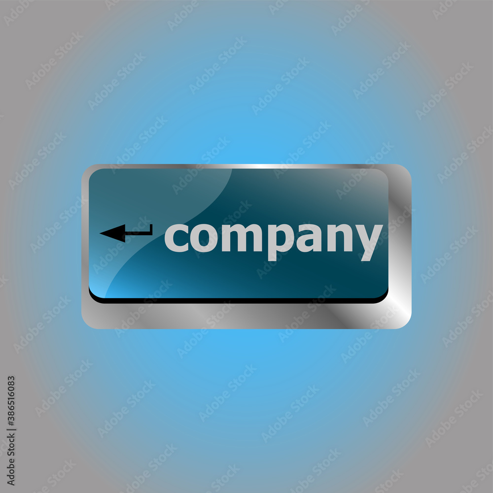 Aufkleber computer keyboard key with company button. business concept