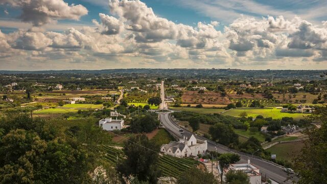Timelapse 4k, trulli of Locorotondo. Bari, Puglia south of Italy