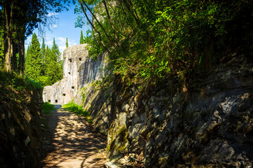 Fototapeta na wymiar Ruins of a bunker fortress near Riva del Garda, Italy.