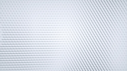 Light wall of triangles. White 3D rendering background
