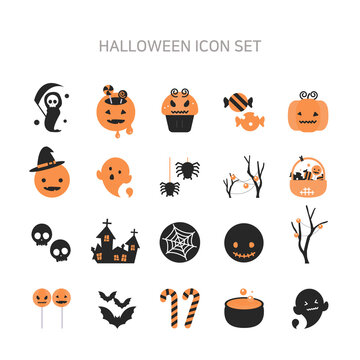 Various icons related to Halloween.
