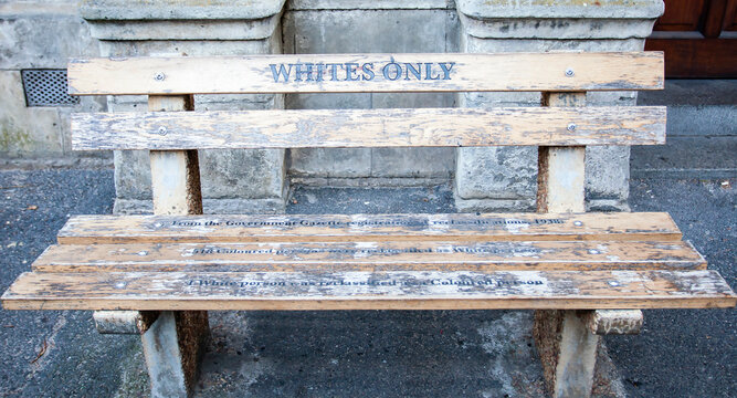 White only - a bench in Cape town. Black lives matter.