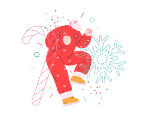 Dancing Santa - Christmas and New Year party - modern flat vector concept illustration of cheerful Santa Claus dancing wearing pajamas