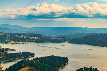 Fototapeta premium landscape with lake and mountains