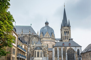 Obraz premium Aachen Germany Cathedral dramatic clouded sky