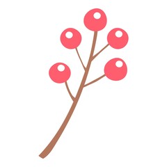 Christmas red berry branch icon. Flat illustration of Christmas red berry branch vector icon for web design