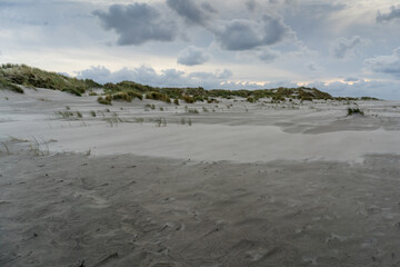 Dunes at sunset, Baltrum, Germany, North Sea