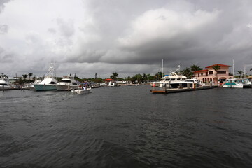 dramatic clouds over the marina.
