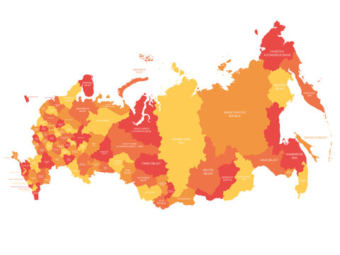 Russia - political map of federal divisions