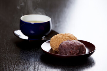 おはぎと日本茶