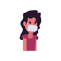 Girl cartoon with mask flat style icon vector design