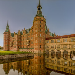 Fototapeta premium Frederiksborg Castle reflecting in the moat from an unusual angle