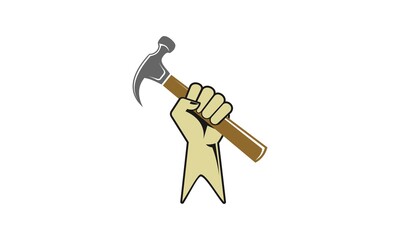 Clenched hand with hammer illustration vector