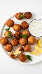 Bolitas de queso fritas brasileñas; bolinhas de queijo brasiñeñas