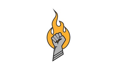 Clenched hand with spirit fire illustration vector design
