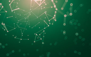 Abstract background. Molecules technology with polygonal shapes, connecting dots and lines. Connection structure. Big data visualization.