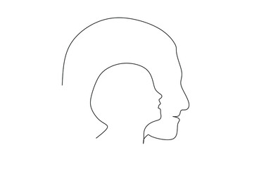 Side view of Couple - Father and Son - Continuous one line drawing