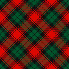 Christmas Red, Dark Green and Black Tartan Plaid Vector Seamless Pattern. Rustic Xmas Background. Traditional Scottish Woven Fabric. Lumberjack Shirt Flannel Textile. Pattern Tile Swatch Included. - 386528092