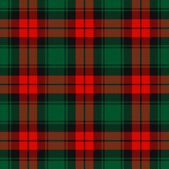 Christmas Red, Dark Green and Black Tartan Plaid Vector Seamless Pattern. Rustic Xmas Background. Traditional Scottish Woven Fabric. Lumberjack Shirt Flannel Textile. Pattern Tile Swatch Included. - 386528225