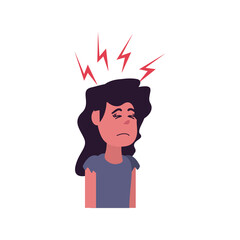 Girl cartoon with headache flat style icon vector design