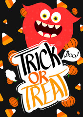 Trick or Treat, Halloween poster design template, vector illustration