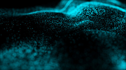 Wave of dust particles. abstract primitives. 3d rendering